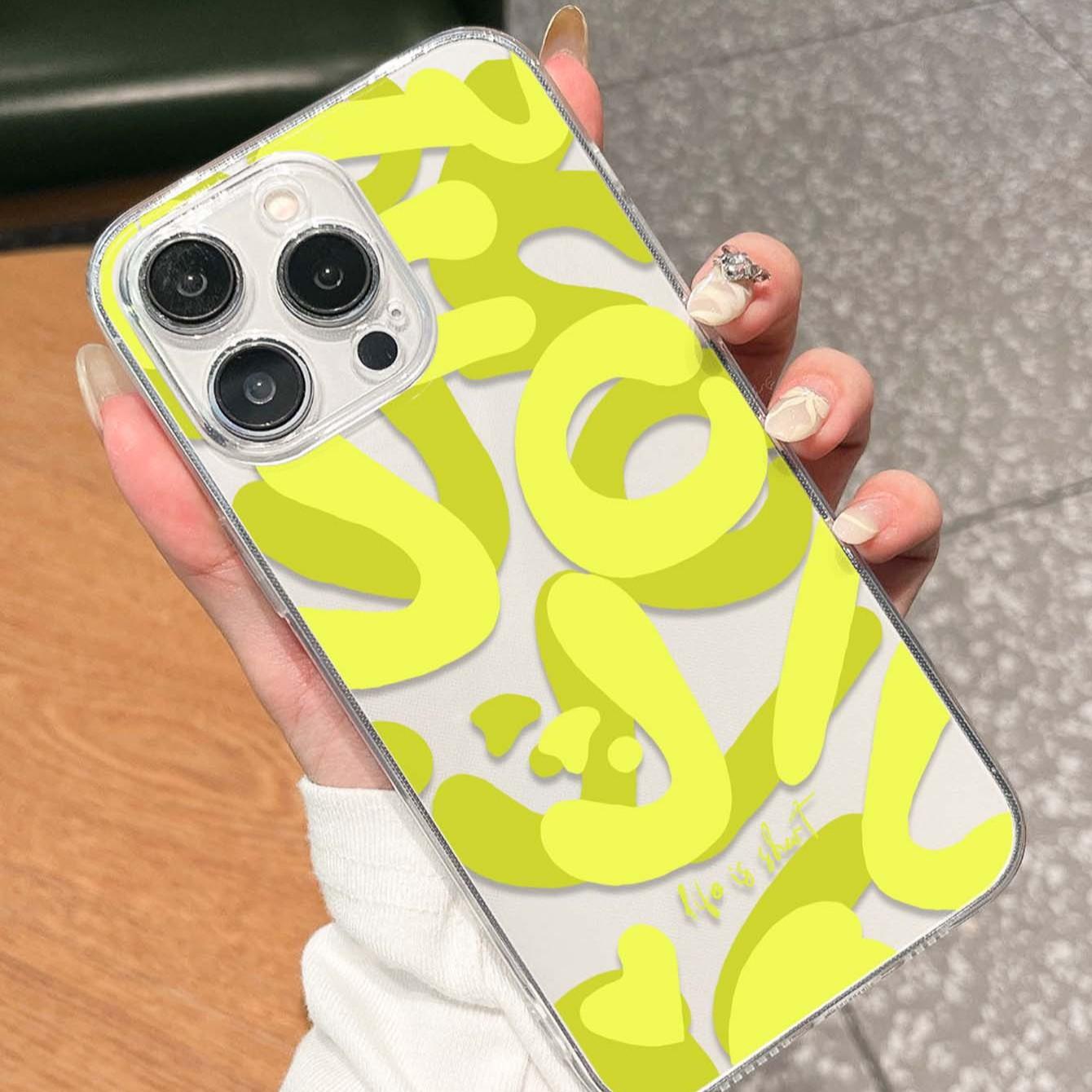 Fluorescent Graffiti Pattern Tpu Transparent Phone Case, Compatible with Apple iPhone Models 11, 12, 13, 14, 15, 15 Pro Max, 16 Plus, XR