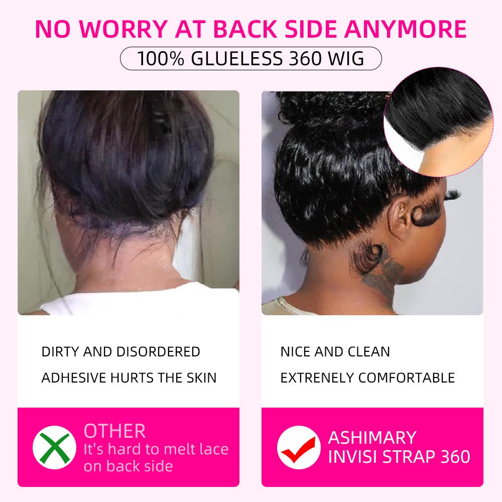 Bling Hair Invisi Strap 360 Full Lace Frontal Wigs Human Hair Bone Straight Wigs Brazilian Virgin Wigs Pre Plucked Drawstring Wig for Women 180 Density TikTokShopBlackFriday