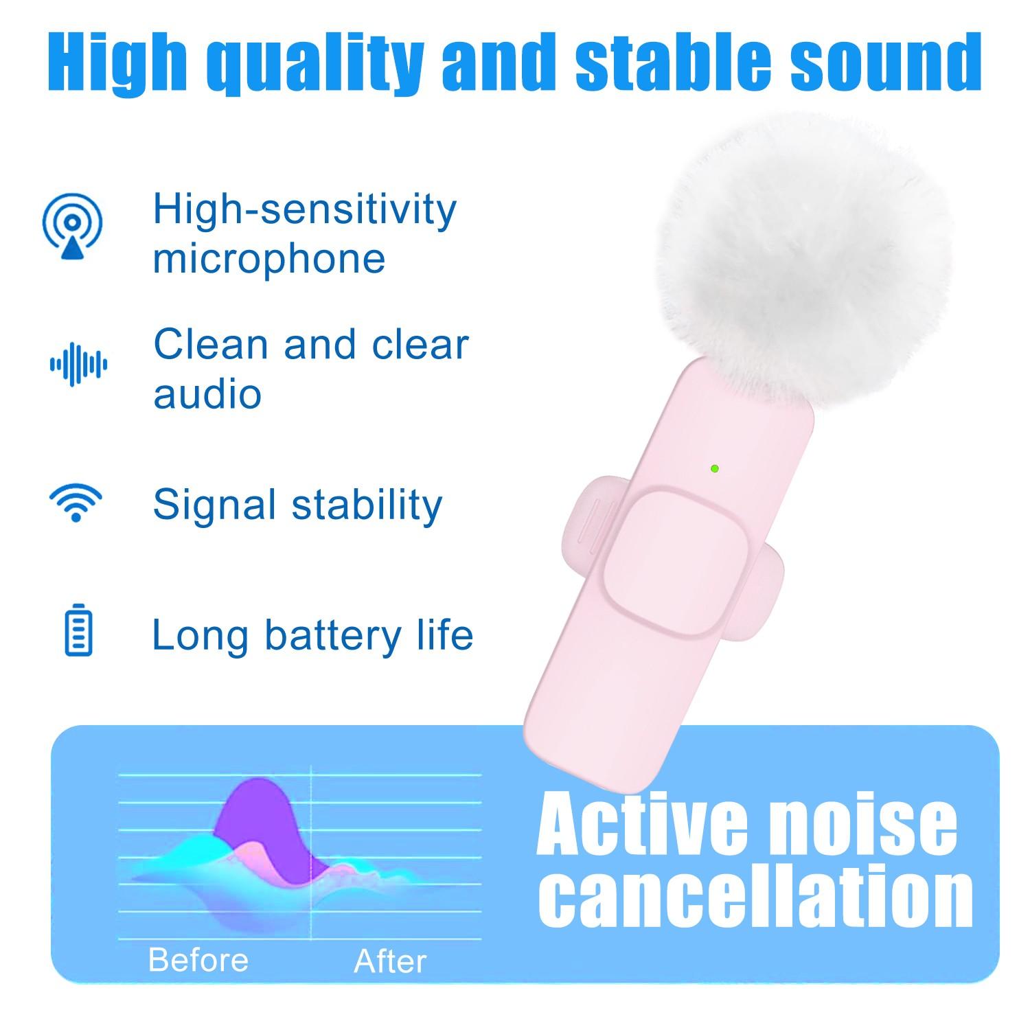 Wireless lavalier microphone for iPhone, iPad, and Android, ideal for smartphones and audio recording