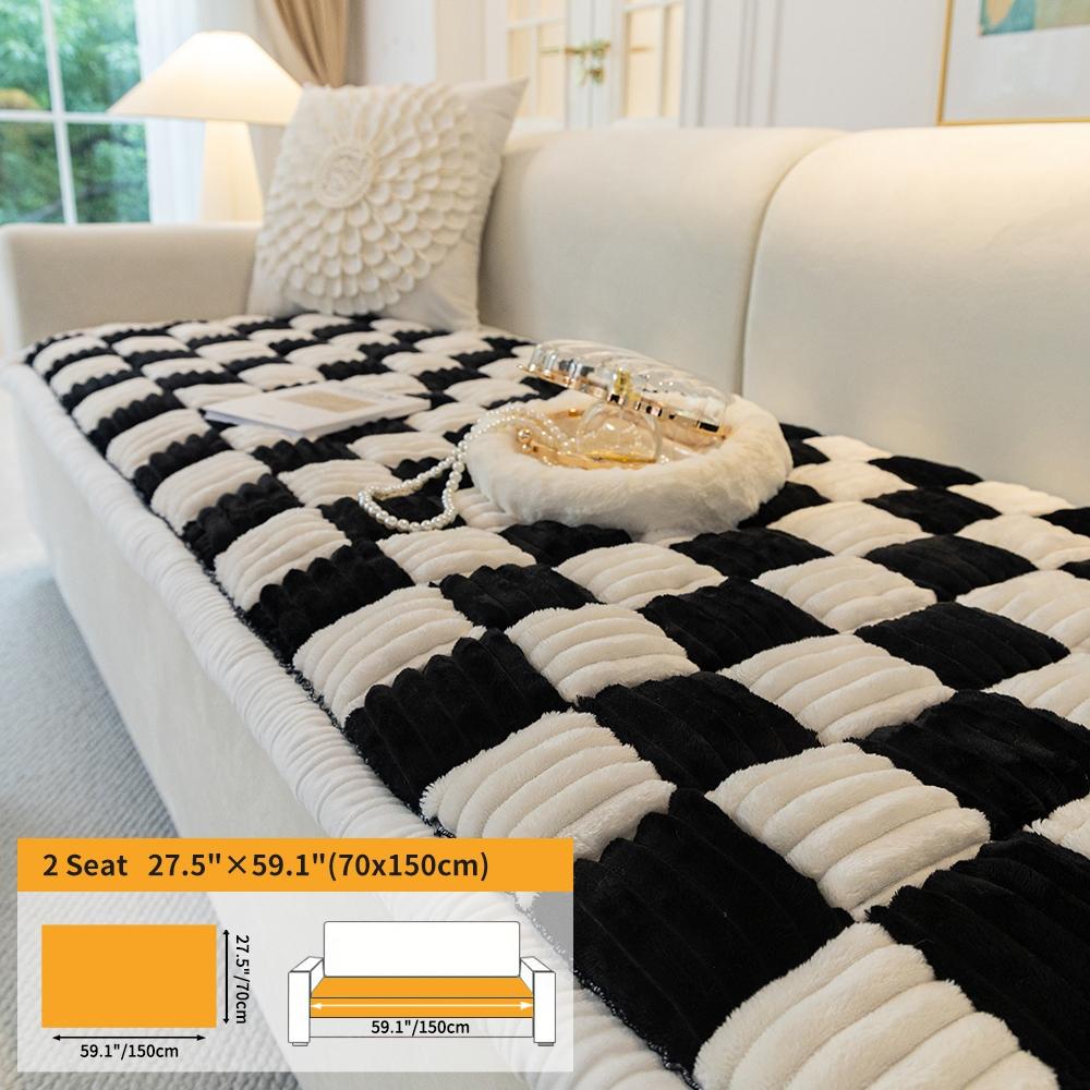 Plaid Pattern Sofa Cover, 1 Count Non-slip Sofa Seat Cover, Thickened Wear-resistant Sofa Cover, Dust-proof Couch Protector for Home Living Room, Reusable Sofa Cover