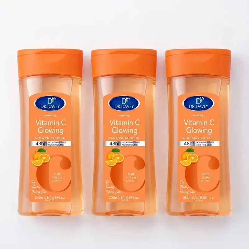 Vitamin C Body Care Oil Bundle, 5pcs 200ml Moisturizing Hydrating Liquid Oils with Vitamin C and Tocopheryl Acetate for Men and Women