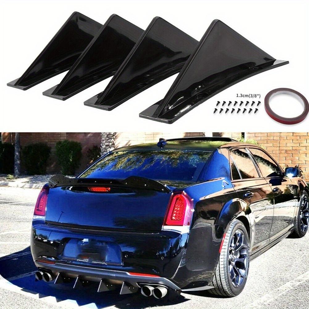 4 black ABS plastic rear bumper mouth diffusers shark fin rear wings, suitable for most car models - fashionable and realistic design, easy to install, car exterior accessories, car exterior decoration; fashionable black; durable ABS