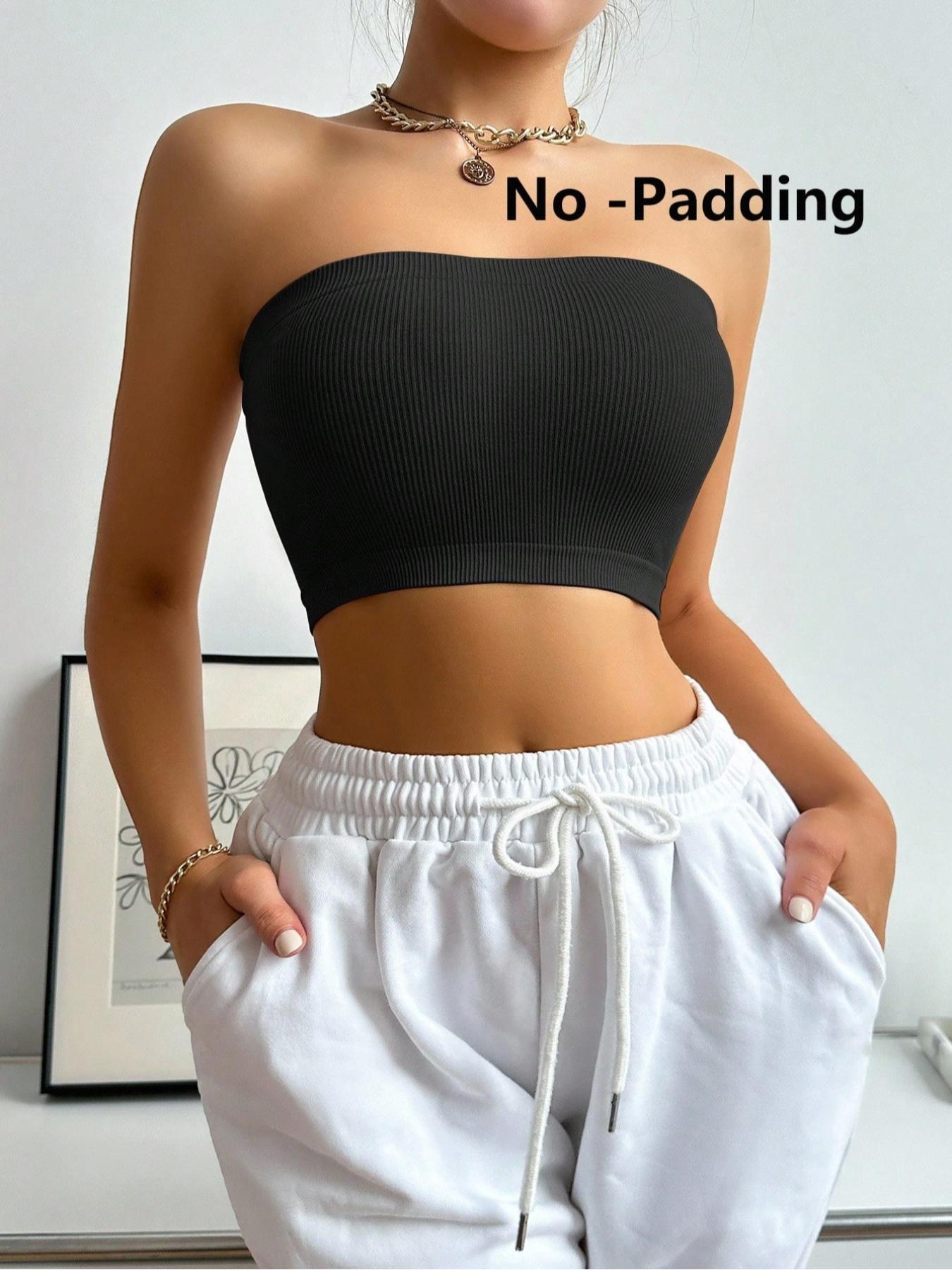 Women's Comfortable Ribbed Strapless Bra Set, 5-Pack Seamless Underwear for Daily Wear, Breathable & Soft Fabric