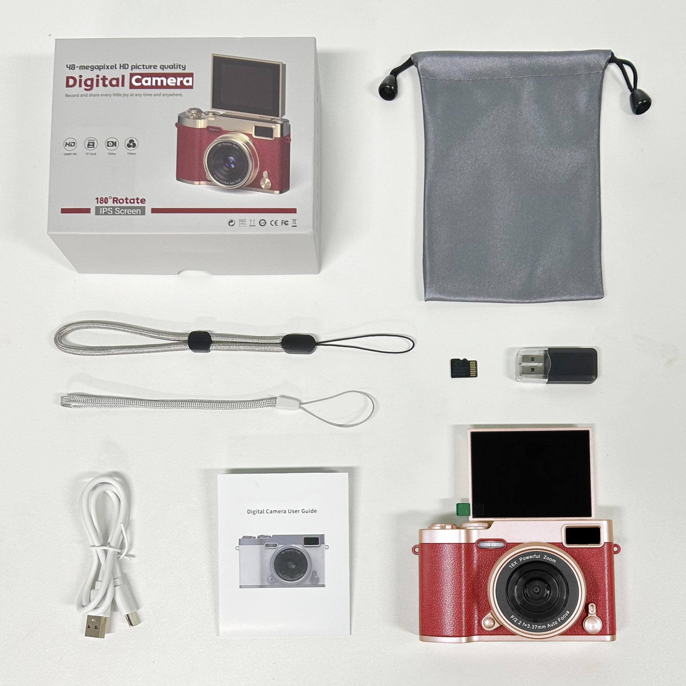 Flip Screen Retro Camera for Teens, Point and Shoot Digital Cameras, Pocket Digital Camera with Filters, Y2K Vintage Camera, Entry-Level Digital Camera with Memory Card, Gift for Christmas, New Year, Portable Travel Camera