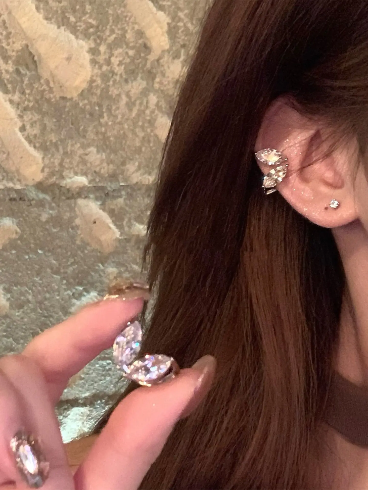 Bling Zircon Fairy Tragus Clip for Women, Luxury High-End No-Piercing Ear Cuff, Unique Beautiful Elegant Earring, Stylish Accessory, Clip on Earrings