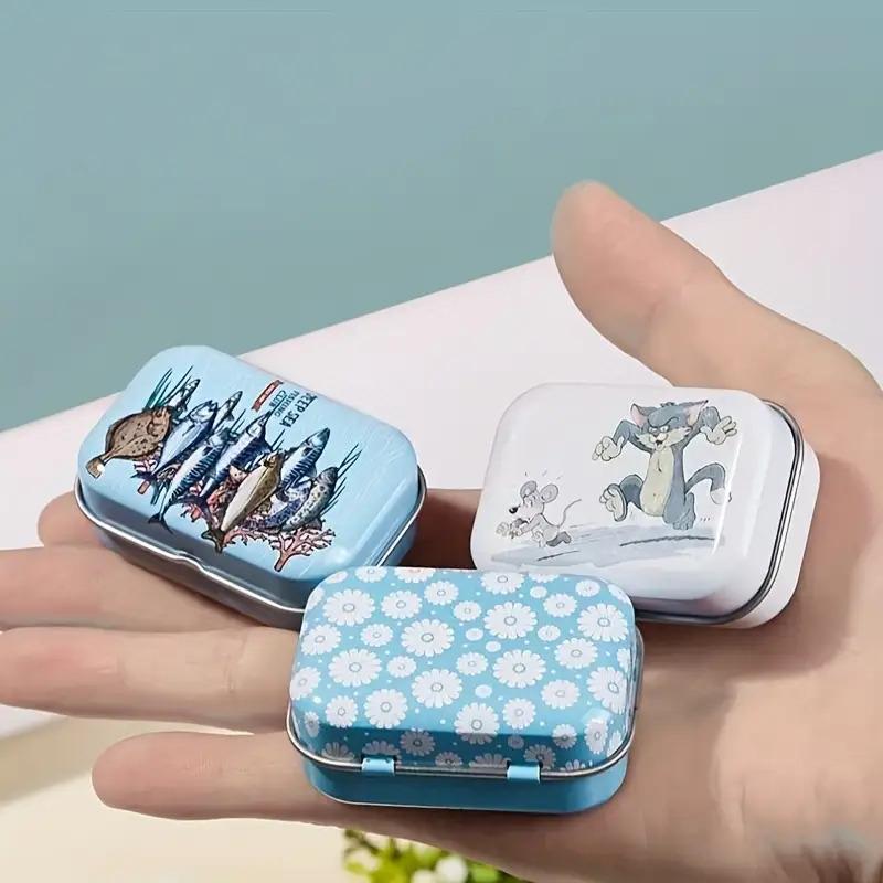 1 printed metal rectangular empty hinge jar-portable mini storage box, flip design, suitable for family storage-can be used for storing jewelry, handicrafts and gifts-is the perfect choice for sorting small objects and sewing supplies.