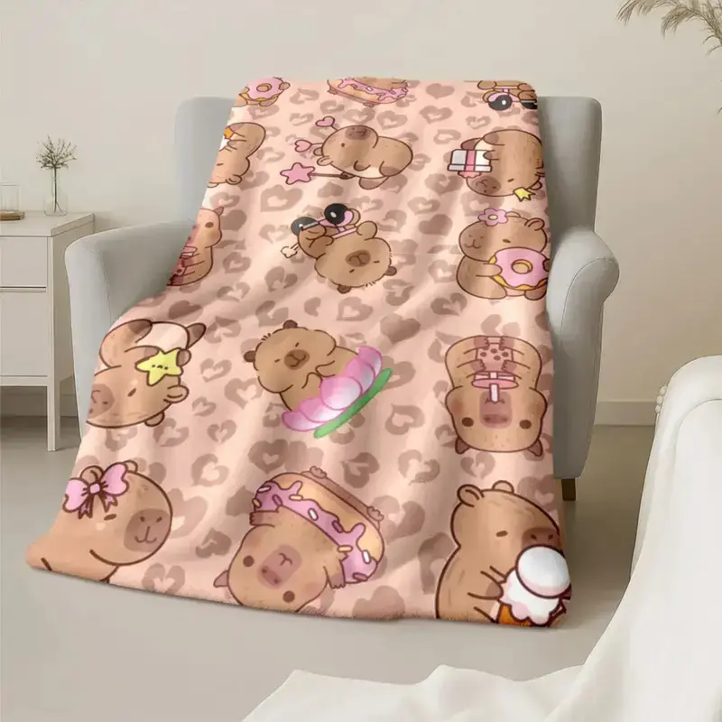 Isit Pink Capybara Cartoon Flannel Throw Blanket, Pink Heart 50x60 - TikTok Shop