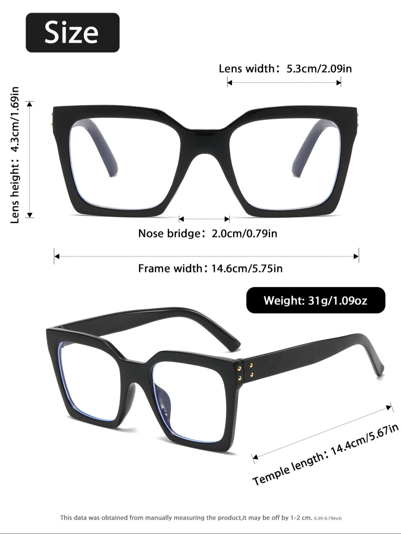 Square Large Frame Blue Light Blocking Glasses for Women, Simple Versatile Plain Face Glasses, Full Rim PC Acetate Frame, Unisex Casual Decorative Eyewear, Square Frame Eyeglasses, Stylish Square Frames