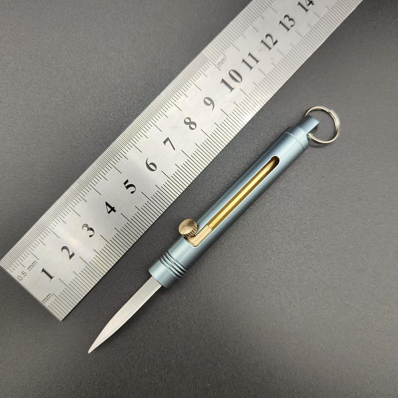 Mini Brass Push-Pull Knife Keychain, Sharp Camping Hiking Outdoor Fishing Tool, Daily Carry Pocket Knife, Durable & Portable Design, Outdoor Multifunctional Tools