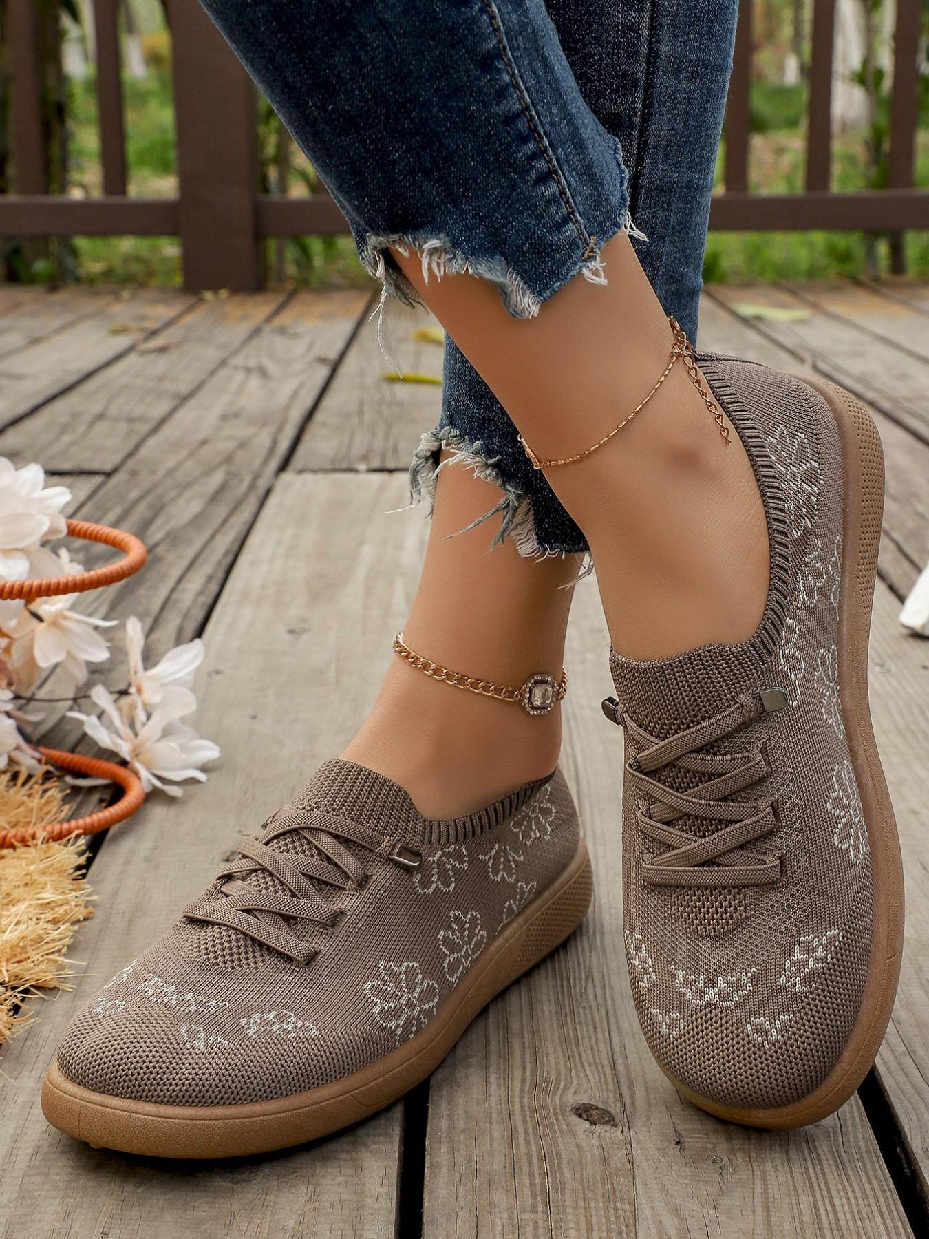 Women's Mesh Embroidered Casual Shoes, Soft Sole Anti-Slip Mom Shoes, Commuter Versatile Lazy Person Shoes, Comfortable Daily Wear