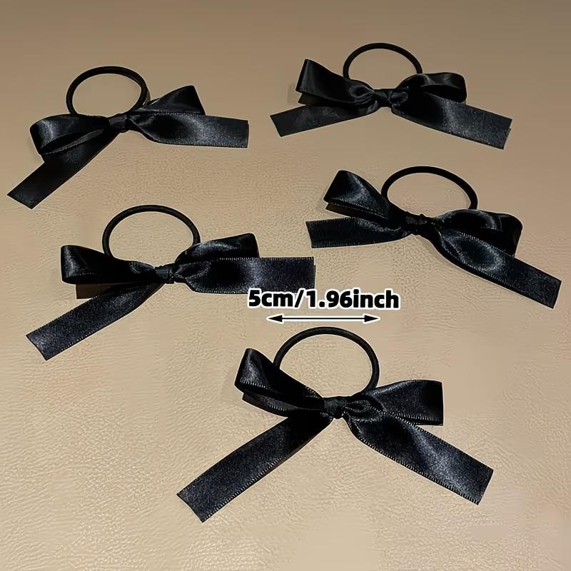 Women's Simple Bow Hair Tie Set, High Elasticity No Damage Hair Bands, Perfect for Friend Gatherings and Weddings
