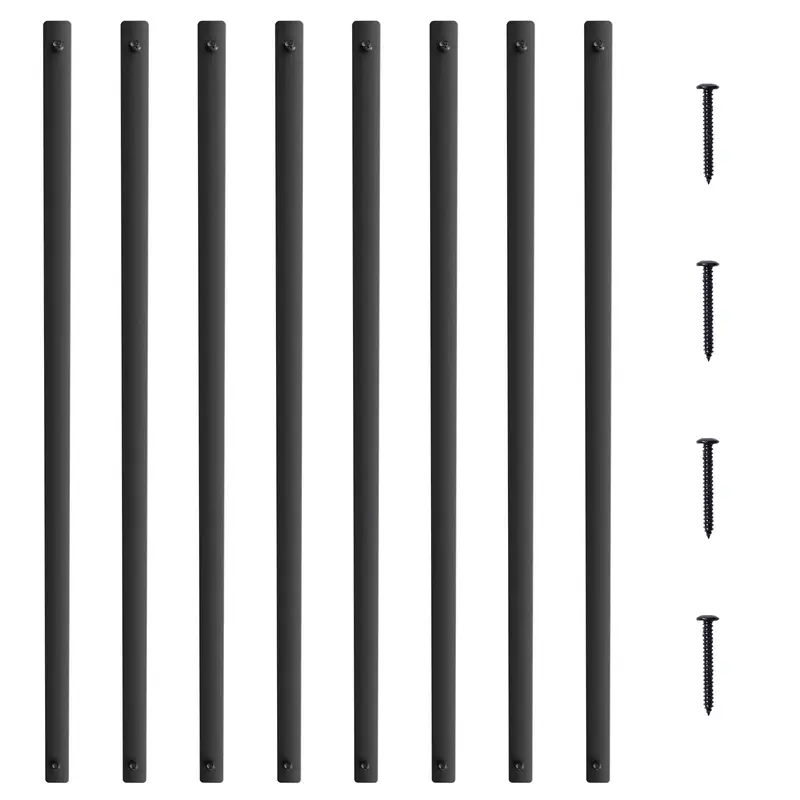 VEVOR 51-Piece Aluminum Alloy Classic Hollow Flat Spindles, 29.5"x1" 29.5" Length Satin Black Powder Coated Staircase Balusters, Deck Railing Components with Screws for Porch