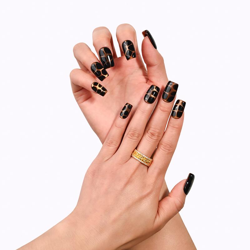 TiTinails Short Squoval Press On Nails| 100% Handmade 10pc Reusable Set| French Tip, Cat Eye, Star & Glitter Designs