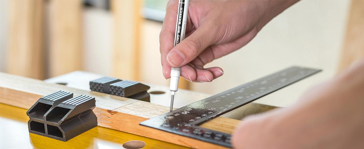 Woodworking pencil with sharpener, 2.8mm mechanical pencil set, includes 26 refills, waterproof deep-hole long-tip marking pencil, suitable for architect marking, heavy-duty woodworking tool, suitable for construction electricians