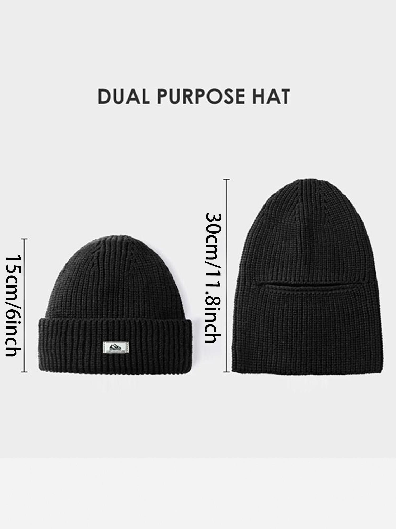 2 in 1 Unisex Winter Warm Knit Beanie Hat, 1 Count Outdoor Cycling Casual Windproof Mask for Men & Women, Multifunctional Beanie Hat for Outdoor Cycling Skiing, Outdoor Hiking Hat