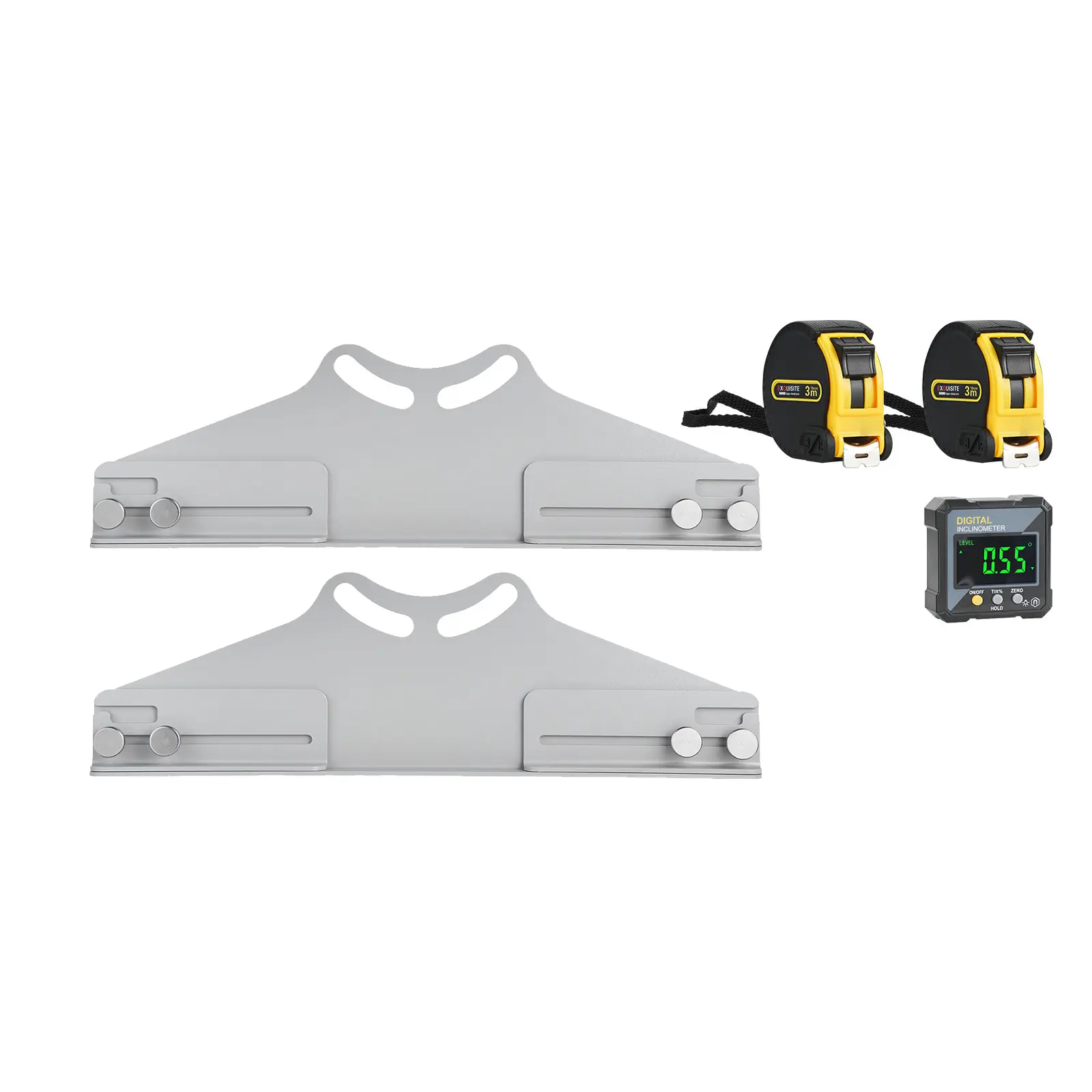 Wheel Alignment Tool, 2 PCS Carbon Steel Heavy Duty Toe & Camber Alignment Plates with Digital Angle Finder, 2 Measuring Tapes, Accurate Automotive Wheel Tools for Home Use, Fits Car Truck SUV