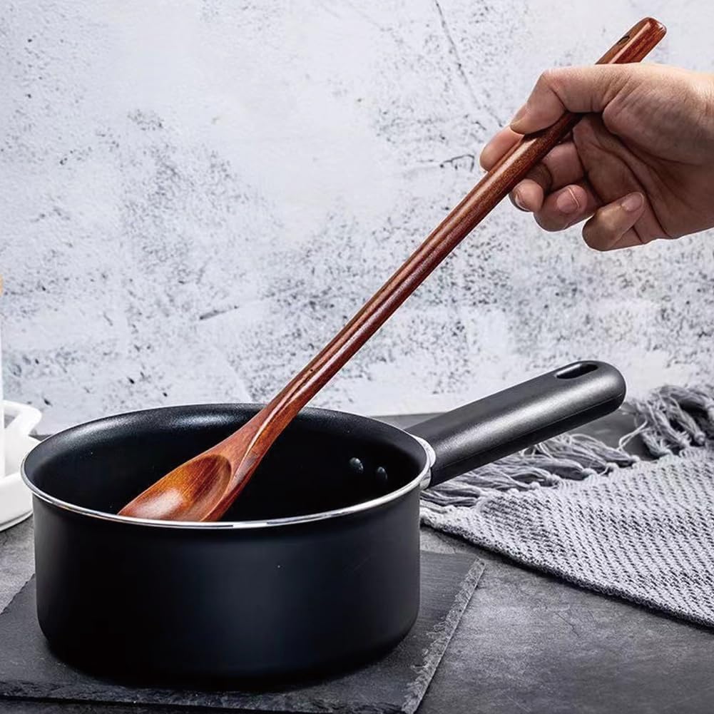 2 count 13 Inch Long Handle Wooden Cooking Spoons, Long Stirring Spoons Mixing Spoon Soup Mixing Kitchen Tools Wooden Utensils
