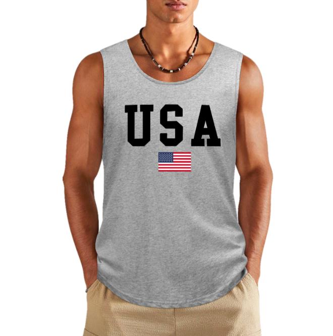 MBDMBD Men's Patriotic USA Flag Print Tank Top - Slim Fit, Breathable, Machine Washable, Round Neck Sleeveless Vest for Summer