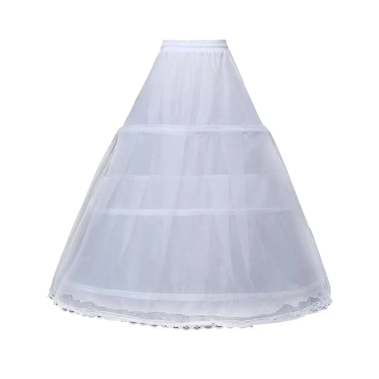 3 Hoop Crinoline Petticoat Skirt for Women Under Dress Long Half Slips Underskirt for Wedding Dresses Ball Gowns Tutu White