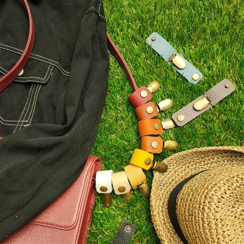 4 Pack PU Leather Multi-Functional Hat Rack Clips, Securely Hang Hats on Bags or Luggage, Travel Camping Outdoor Adventure, Compact Durable Easy Use