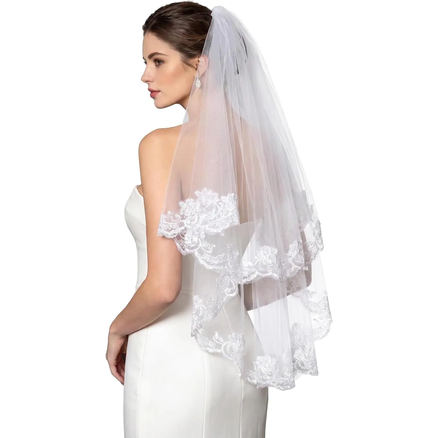 Lace Tirm Wedding Veil Bachelorette Bridal Veils Halloween Costume