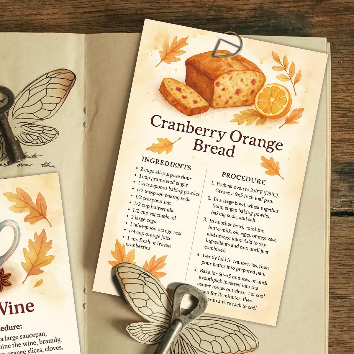 20 Holiday Recipe Cards, Fall Harvest Thanksgiving Recipes, Complete Ingredients and Steps Guide, Beginner Baking Reference, Kitchen Wall Decor, Gift for Bakers