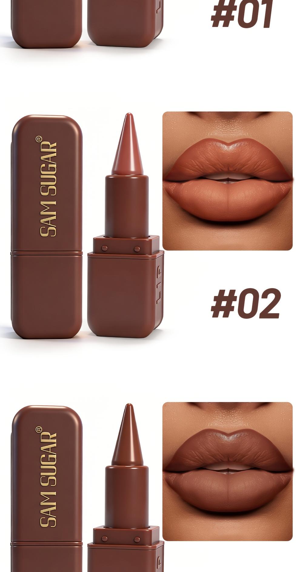 1pc SAM SUGAR Chocolate Matte Lipstick, 6 Colors Long-Lasting Waterproof Lip Stick, Smooth Velvet Lip Tint for Daily & Party Makeup