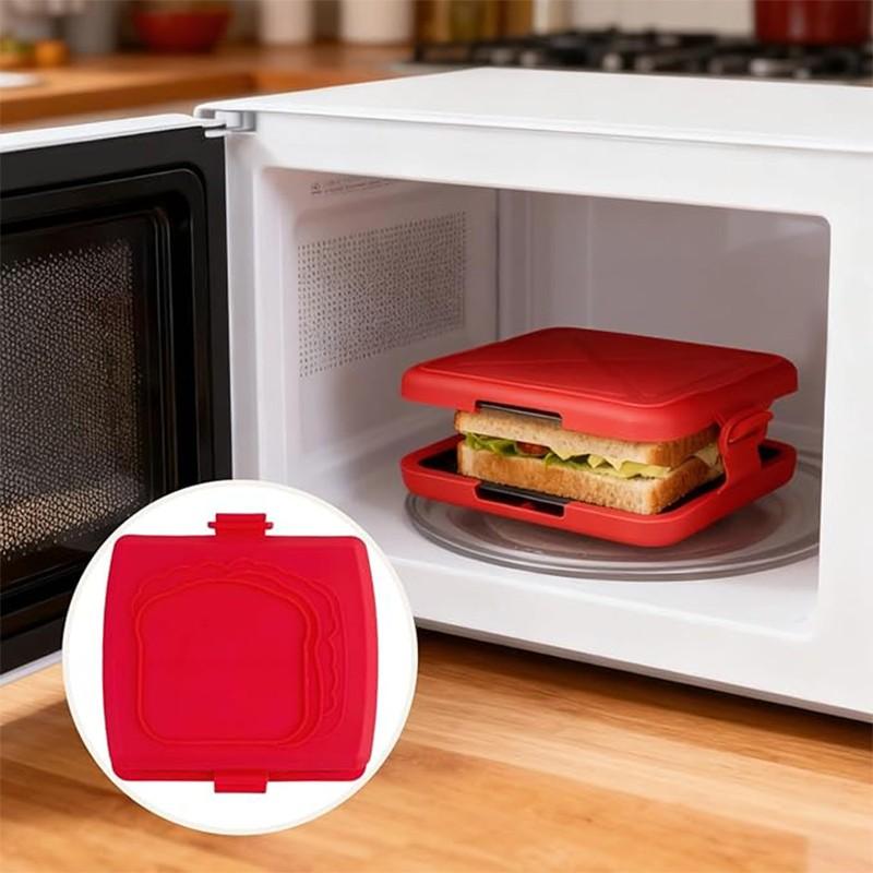 Sandwich Maker with Butter Knife, Microwave Bread Toaster, Quick and Time-Saving Panini Machine, Dishwasher Safe and Microwave Safe