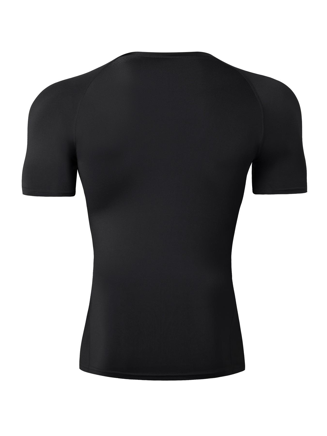 Men's Round Neck Sports Tee, Summer Clothes Tight Athletic Compression Shirts Quick Drying Breathable Crew Neck Short Sleeve T-shirt for Gym Workout Running, Casual Sporty Top