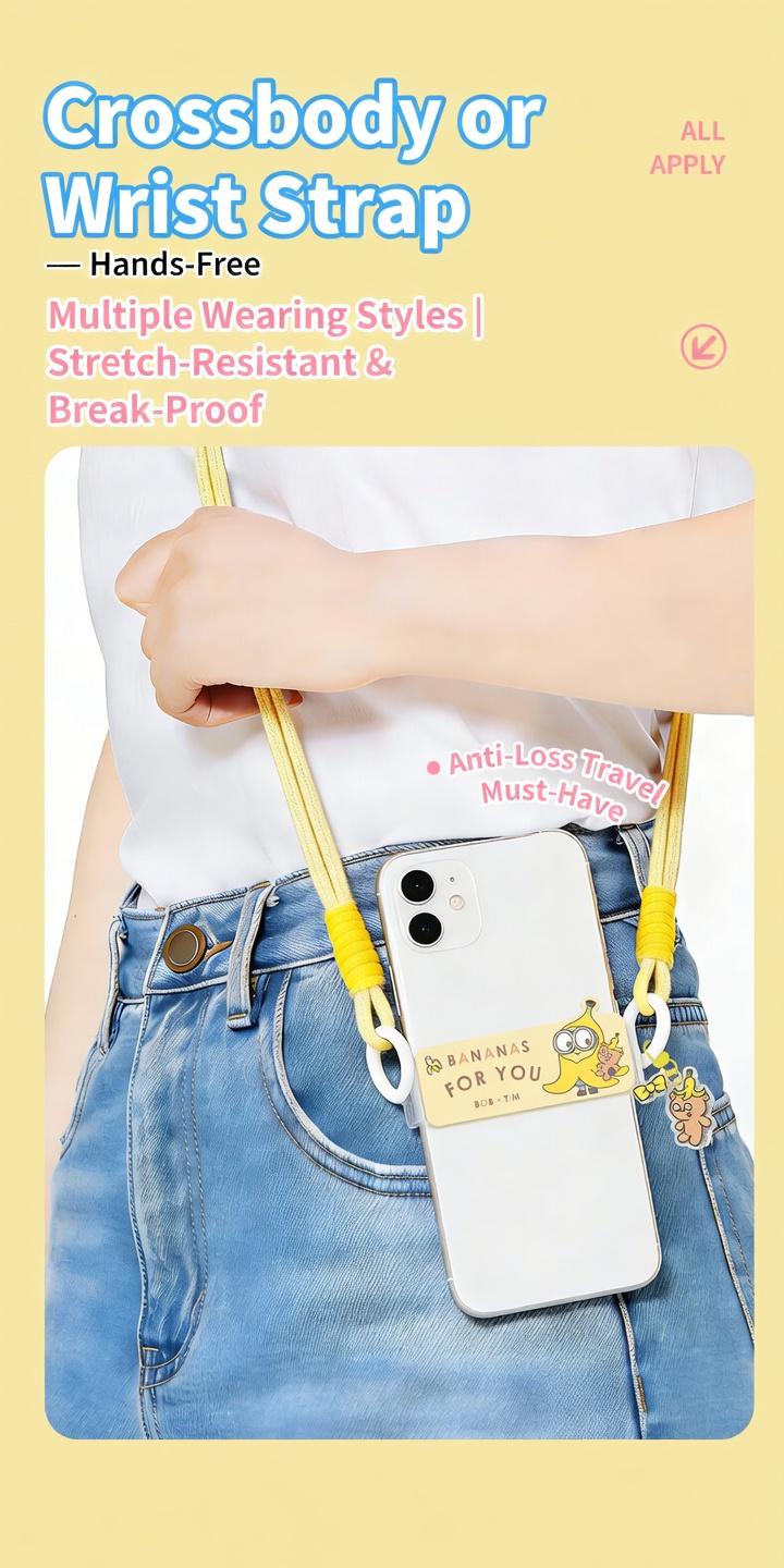 Minions Phone Lanyard Back Clip Crossbody Strap - Cute Bob & Tim Pendant Hands-Free Anti-Loss Adjustable | Viral