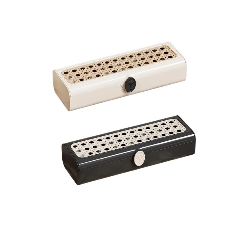 Vintage Woven Style Retro Flip-Top Storage Box, Adjustable Compartments, Data Cable Organizer, Desktop Wire Management, Universal Setting