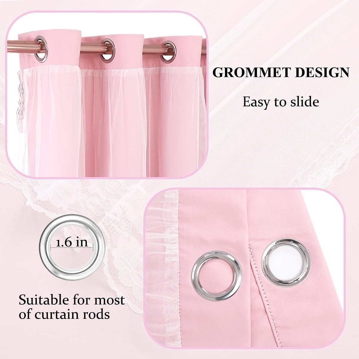 2panels Double Layer Blackout Curtain, Pure Color Two-Piece Design, Top Ring Installation, Ideal for Bedroom, Living Room, Party Decor