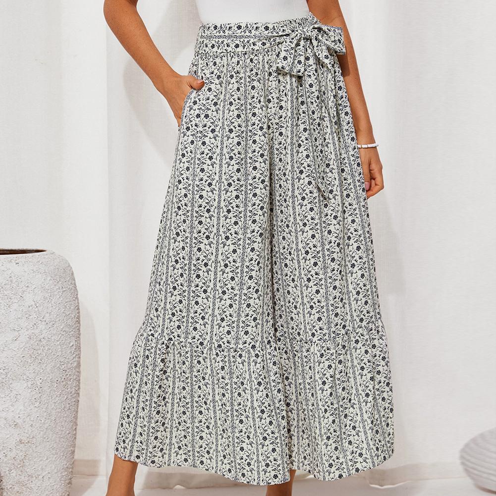 Grace Karin Women Elastic Waist Flared Pants Casual Vacation Full Length Bell-Bottoms SpringStatements