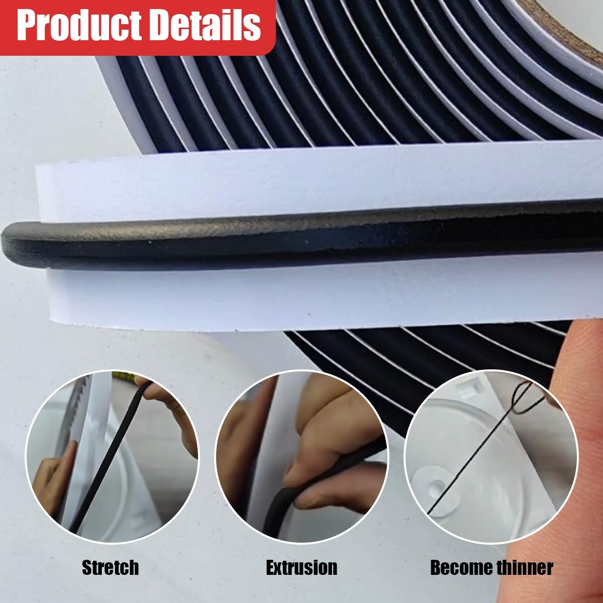 8MM x 13FT Weatherproof Butyl Rubber Sealant Tape - Sound-Dampening RV Headlight Sealant Rope, Caulk Strip for RV, Window, Door, Windshield