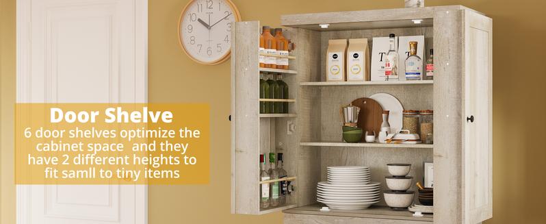 【2 Packages Shipping】IRONCK Kitchen Pantry Cabinet 72" Height, Freestanding Cupboard with Drawer, Sliding Storage Rack, and 6 Hanging Shelves for Dining Room, Laundry, Rustic Maple 【2 Packages Shipping】IRONCK Kitchen Pantry Cabinet 72" Height, Freestanding Cupboard with Drawer, Sliding Storage Rack, and 6 Hanging Shelves for Dining Room, Laundry, Rustic Maple