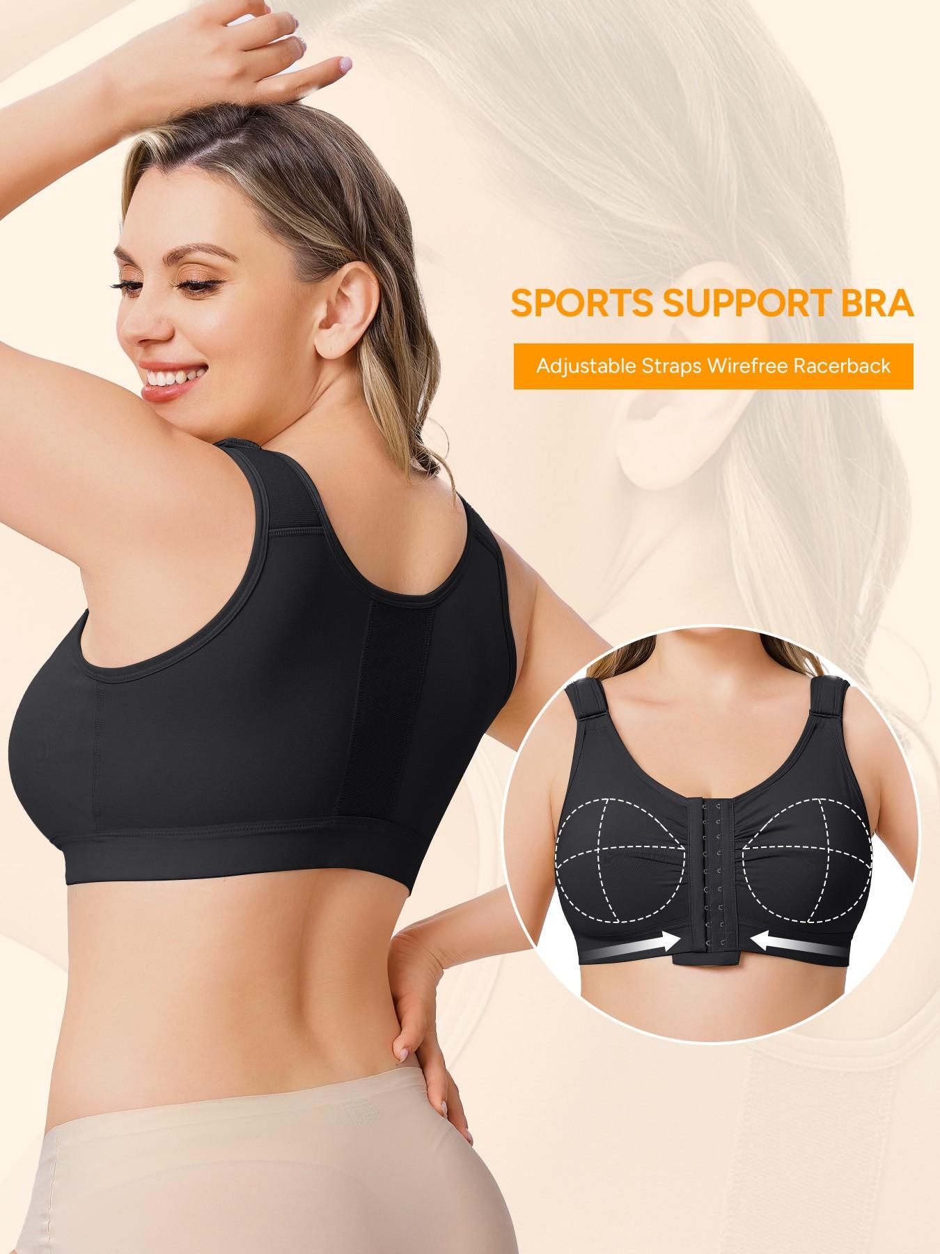 Women's Pressure Underwear Four-Row Buckle Easy On/off Supportive Bra Seamless Comfort Cups Post-Surgery Recovery Wide Shoulder Straps Breathable