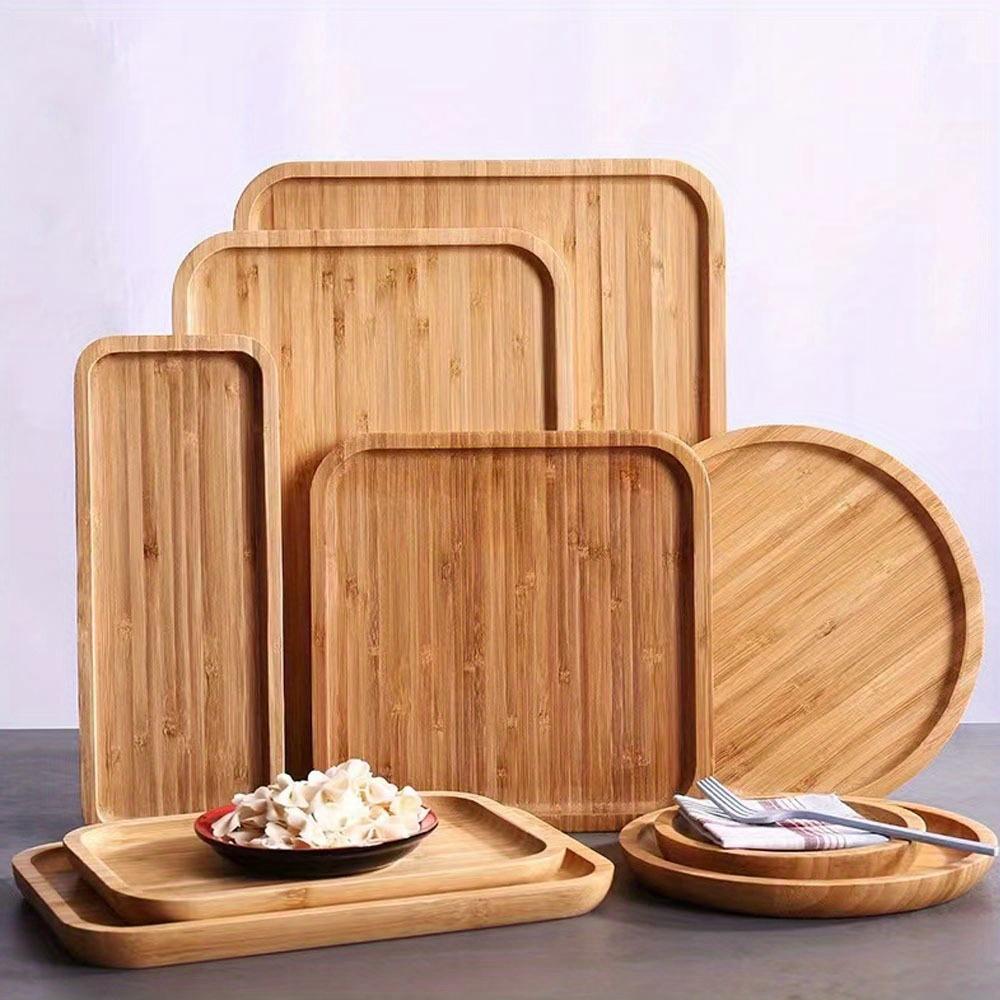 Bamboo Serving Tray, Ideal for Dinner, Tea, Bar, Breakfast, Party, Bed Trays, Versatile Food Tray, Casual Style, No Ca Prop 65