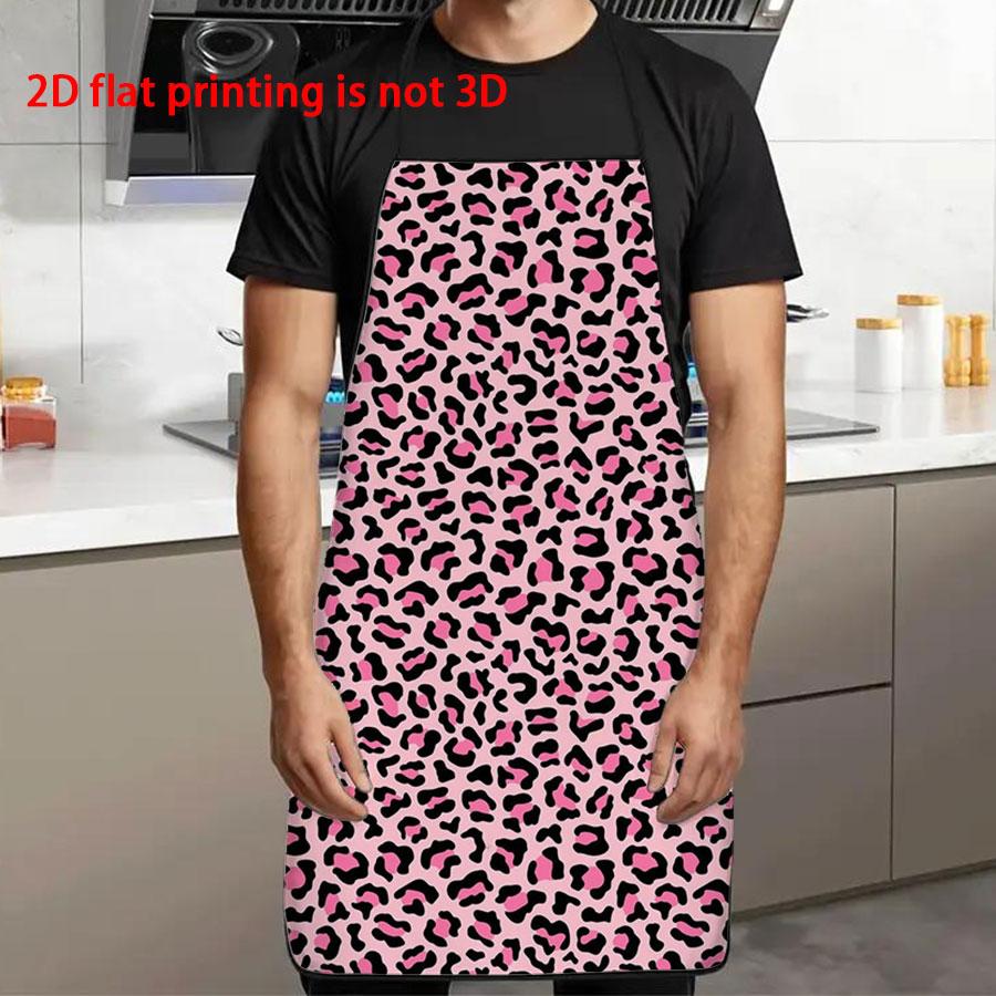 Unisex Leopard Print Apron, Durable Polyester Material, Ideal for Cooking, BBQ, Gardening, Painting, Manicure, Indoor & Outdoor Use