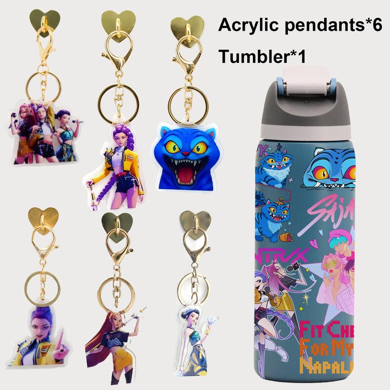 AuraCup 1pc 19/24/32oz Stainless Steel Insulated Tumbler, Insulated Travel Drinkware, KPop Demon Hunters, with Lid and Straw, Keep Hot 12H/Cold 24H, Great for School, Travel or Coffee, Gift for Teens or Pop Culture Fans, Valentine’s Day