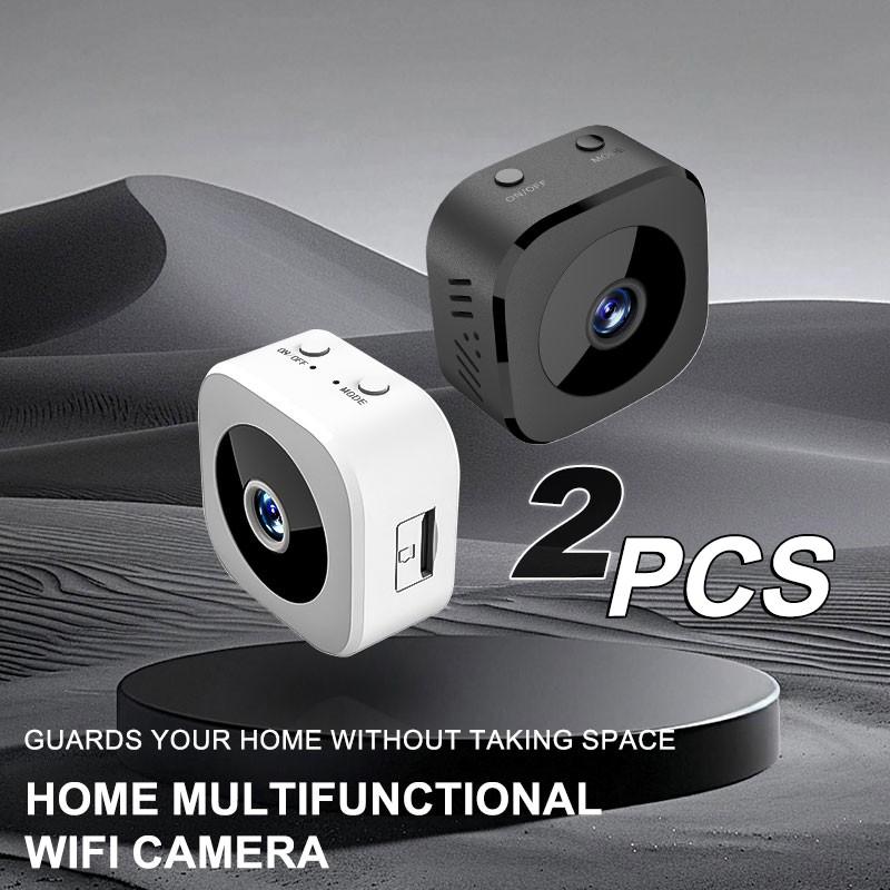 Wireless Security Camera, 2-Pack Rechargeable Indoor Cameras, Home Monitoring Camera, 480p HD, Motion Detection, Easy Setup, Alexa Compatible, Home/office Use