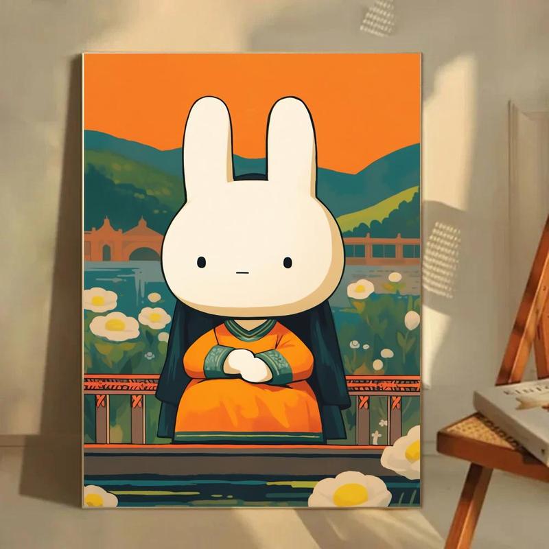 Cute Classic Dutch Cartoon Character M-Miffy Poster HD Printed Poster With Ultra-clear Resolution Waterproof And Moisture-proof Suitable For Bedroom Living Room Bar Restaurant Cafe Wall Decoration As Gift