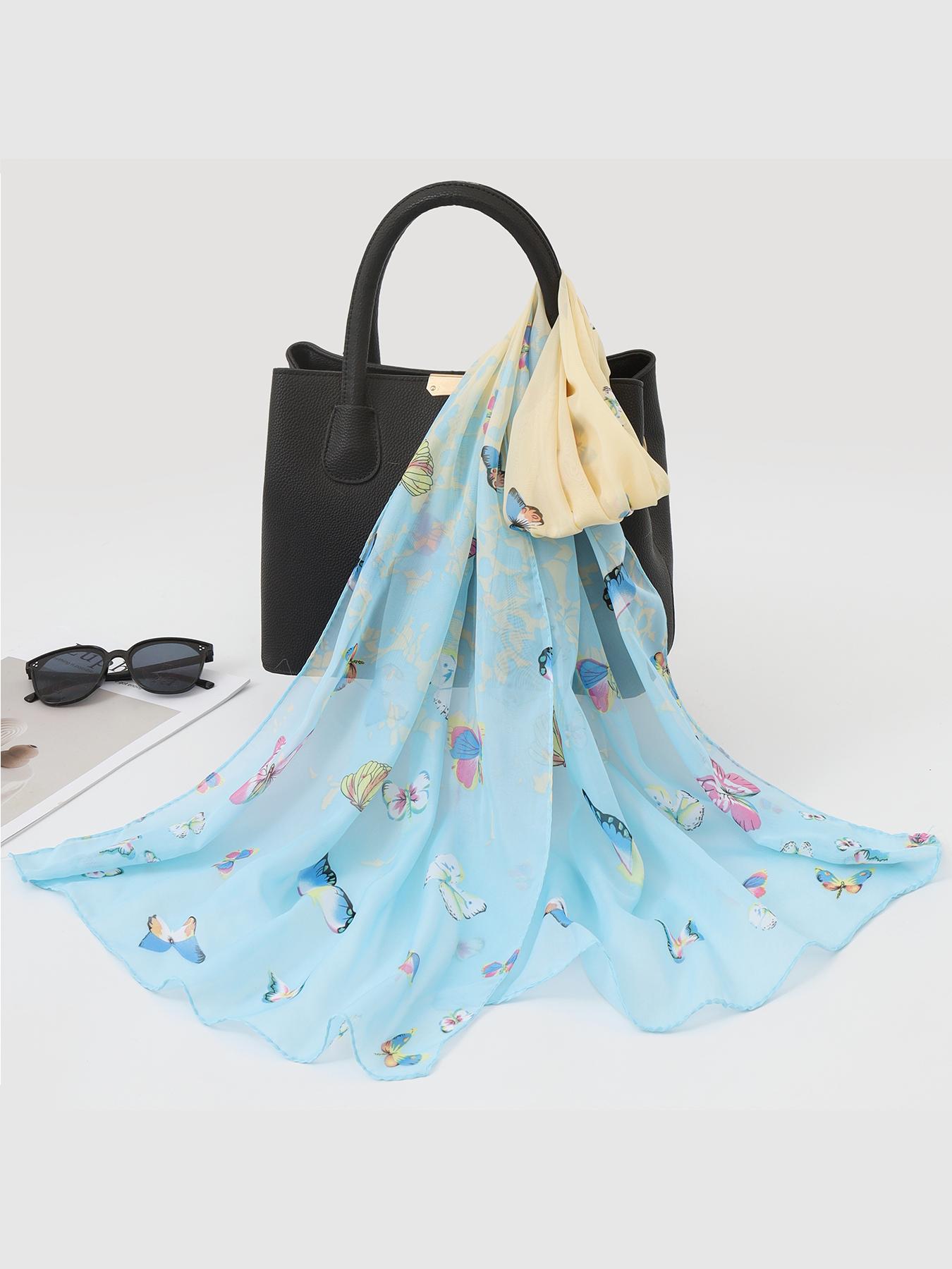 Long Chiffon Scarf, Boho Style, Loose-Fitting, Random Print, All Seasons, Mother's Day Gift, Korean Fashion, Sun Protection Shawl