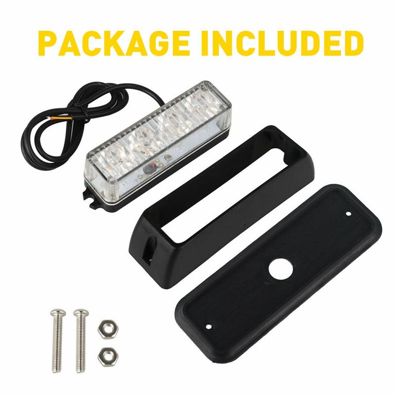 4pcs 4LED Car Amber/White Emergency Beacon Warning Flash Strobe Light Indicator