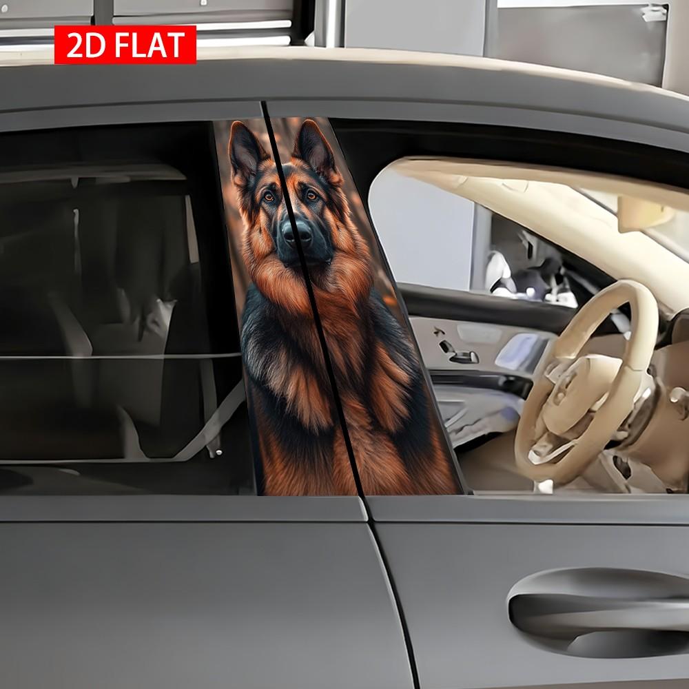 2 Sets German Shepherd Car B Pillar Stickers, Self-Adhesive PVC, Waterproof Scratch-Resistant, Ideal for Car Exterior Decoration