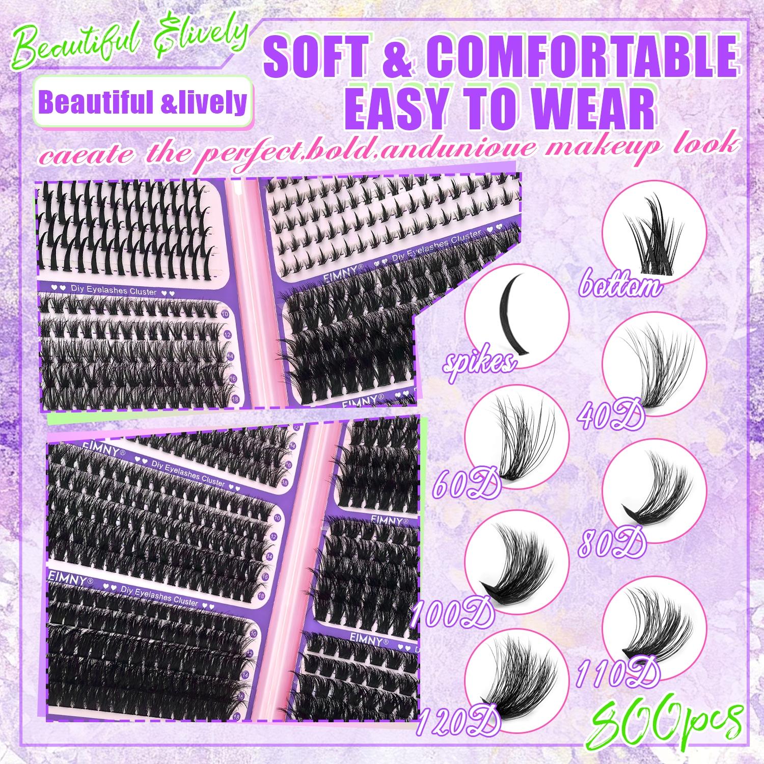 2244/800/244Pcs Spikes Lash Clusters, Ultra-Thick Lash Extension with Spiky and Bottom Lash, Volume Individual Eyelash Extensions, 10-18mm Lengths Reusable DIY Manga Anime Fluffy Lashes, D Curl Fairy Spiky Lash for Dramatic Everyday