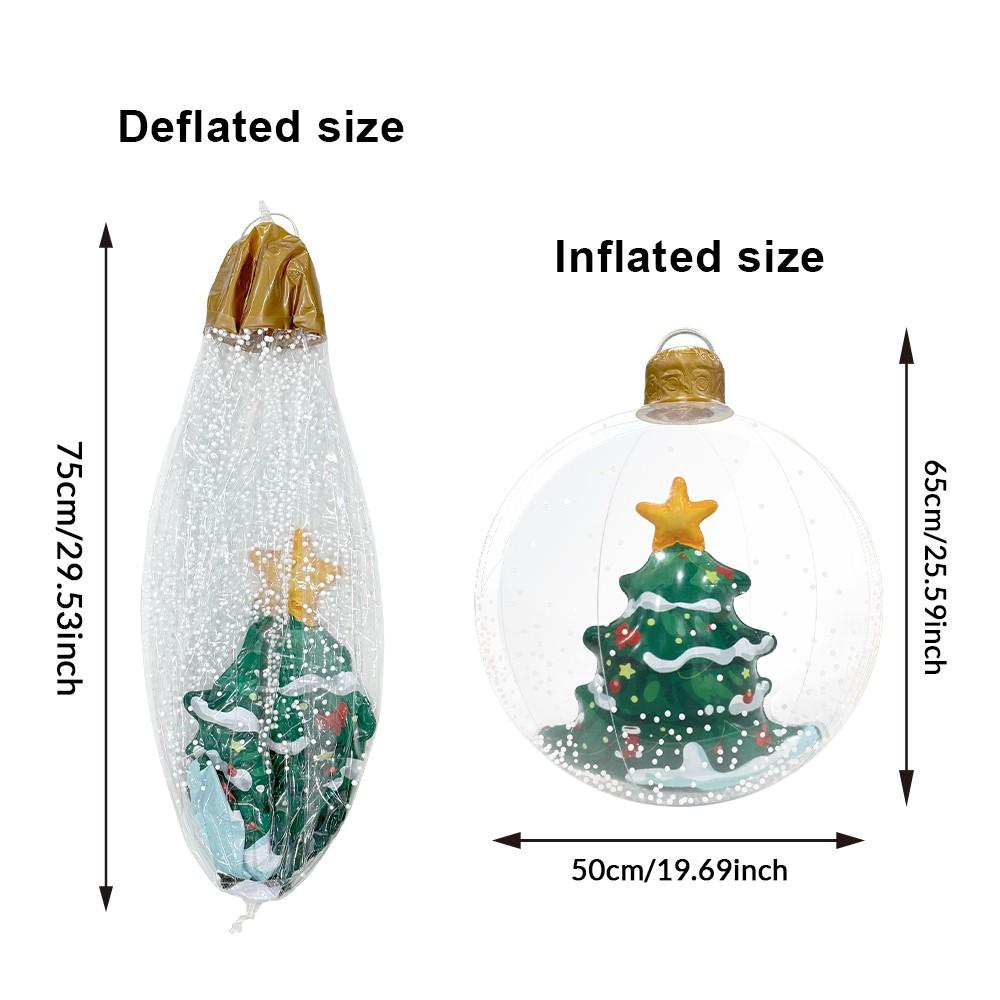 2pcs Christmas Inflatable Balls, Outdoor Giant PVC Decorations, Holiday Decoration for Tree, Garden, Front Door, 23x20 Inches