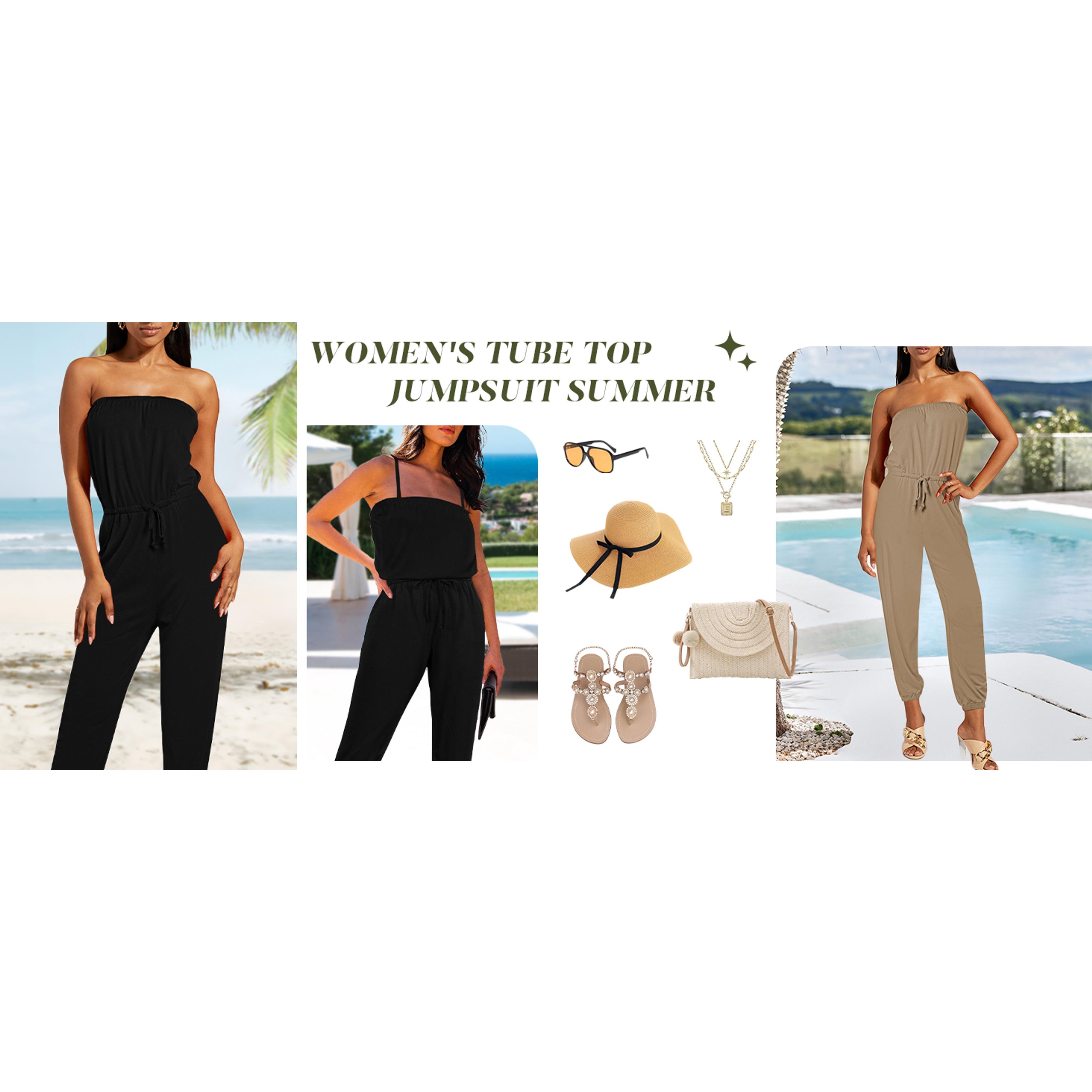 Women Tube Top Romper Strapless Bandeau Cold Shoulder Jumpsuit OutfitsGift