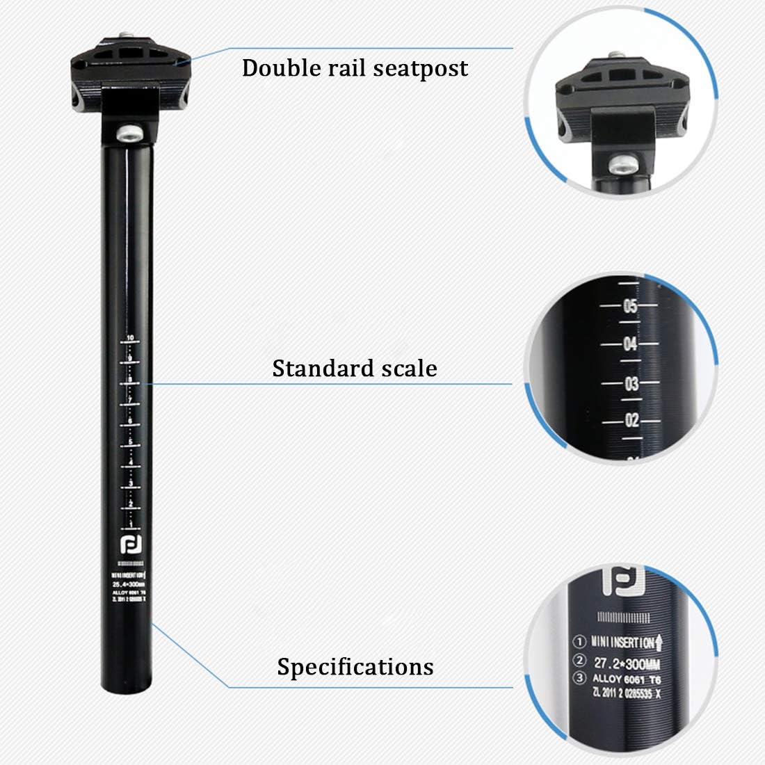 Seat  25.4/27.2/30.4/30.8/31.6 x 300mm Alumium Adjustable Seatpost for MTB Road  BMX