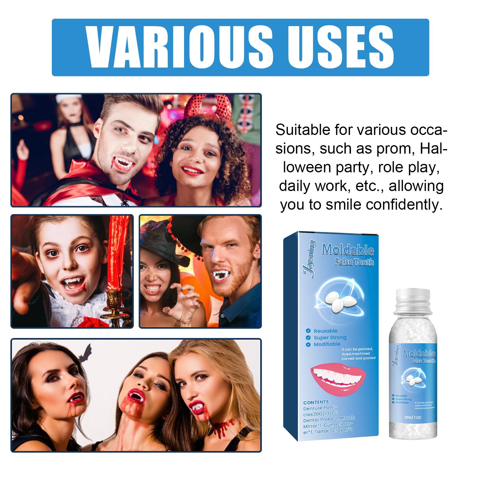 Moldable False Teeth, Dentures Teeth, Fake Teeth, Teeth Repair Kit, Comes with 4 repair tools, Veneer teet, Shapeable Denture RepairPellets for Broken Teeth & Missing Teeth-Oral Care Product, Ideal for Films, TV Programs, Halloween, Cosplay