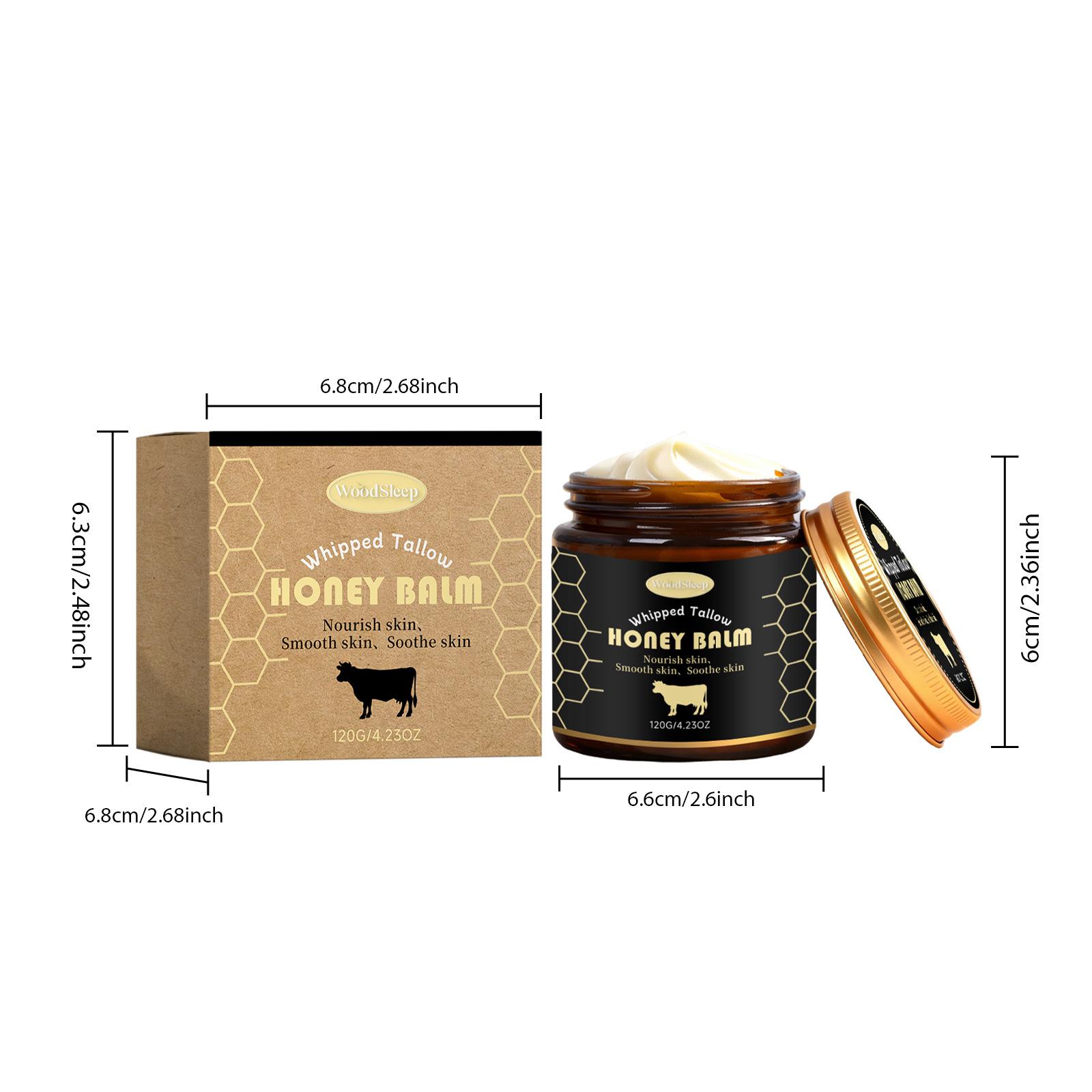 WOODSLEEP Whipped Grass-Fed Beef Tallow Honey Balm - 4.23Oz,Moisturizing Cream for Soft, Smooth Skin - Handmade All-Natural Moisturizer - Hydrating, comfort, moisture boost cream, luminous firming cream, body care, hydrating dry skin